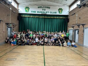 A large group of young people at The Hunslet Club Summer Activity Camp