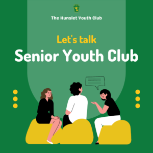 Let's talk - Senior Youth Club - a group of three people chatting togther